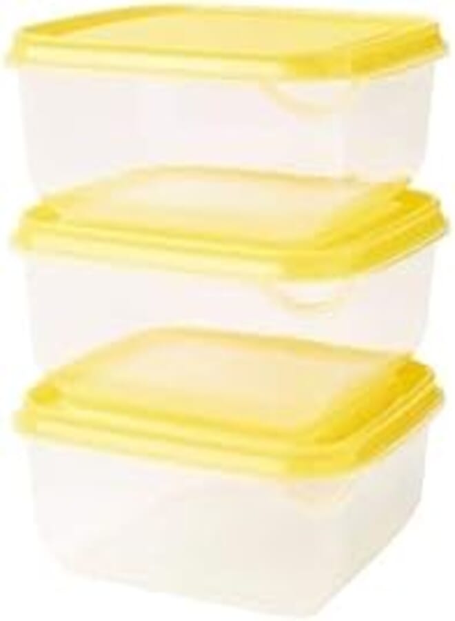 OR PRUTA Food container, transparent, yellow, 0.6 l