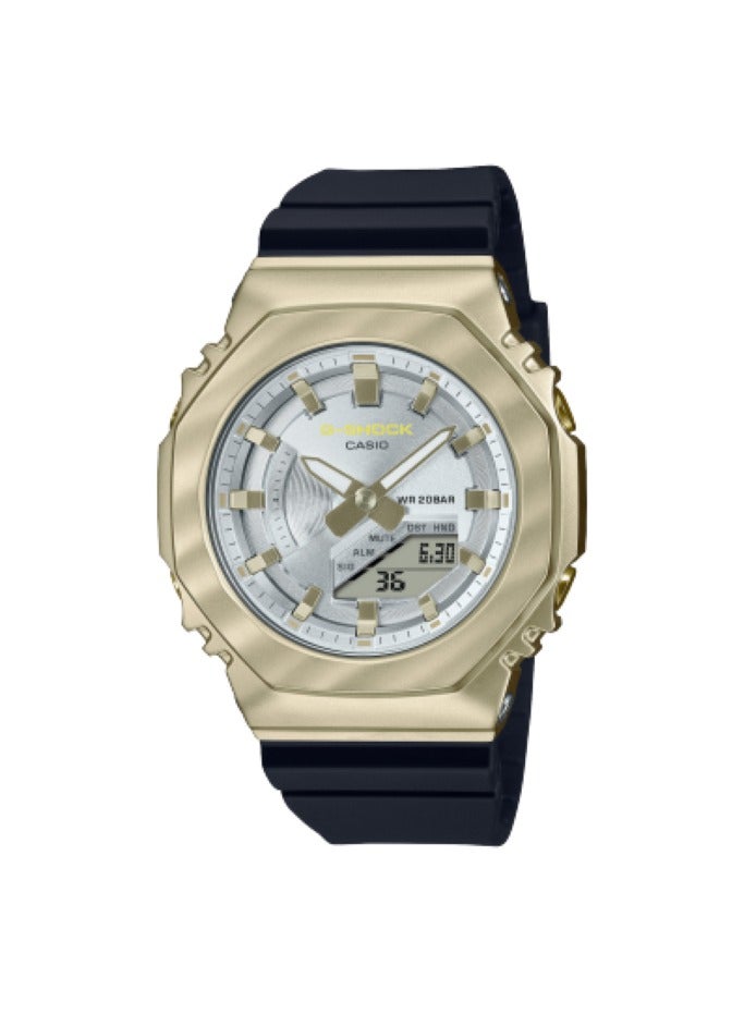 G-SHOCK Casio G-shock Women's Watch GM-S2100BC-1A Yellow gold Metal Bezel with Black Strap - Image 1