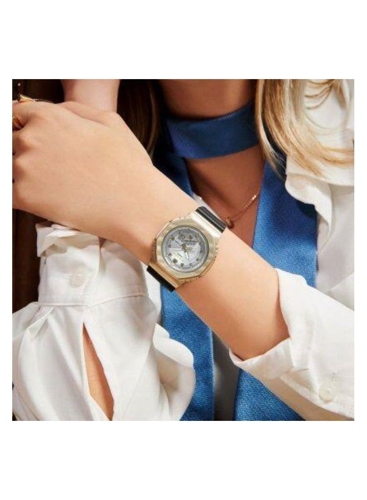 G-SHOCK Casio G-shock Women's Watch GM-S2100BC-1A Yellow gold Metal Bezel with Black Strap - Image 3