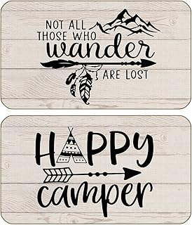 BXFAHZJ BXFAHZJ Happy Camper Not All Those Who Wander are Lost Door Mat 17x30 Inch Set of 2 Indoor Outdoor Entrance Doormat - Image 1