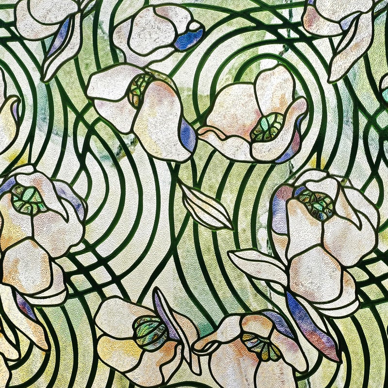 ADD.HERES 3D Stained Glass Window Film, Decorative Window Privacy Film for Bathroom,Front Door,Home, Sun Blocking Heat Control,Static Cling,23.6inch x 35.4inch Dancing Plant - Image 2