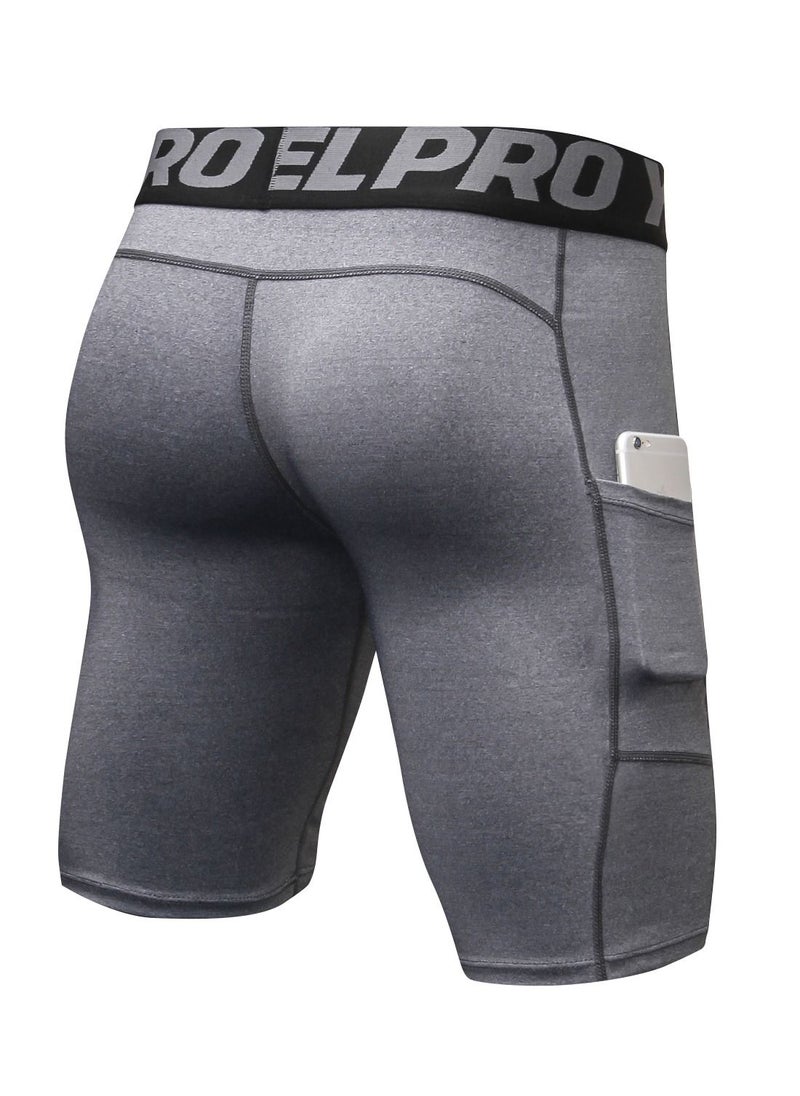 Loquat Men Quick Dry Breathable Elastic Shorts Grey  - Image 2