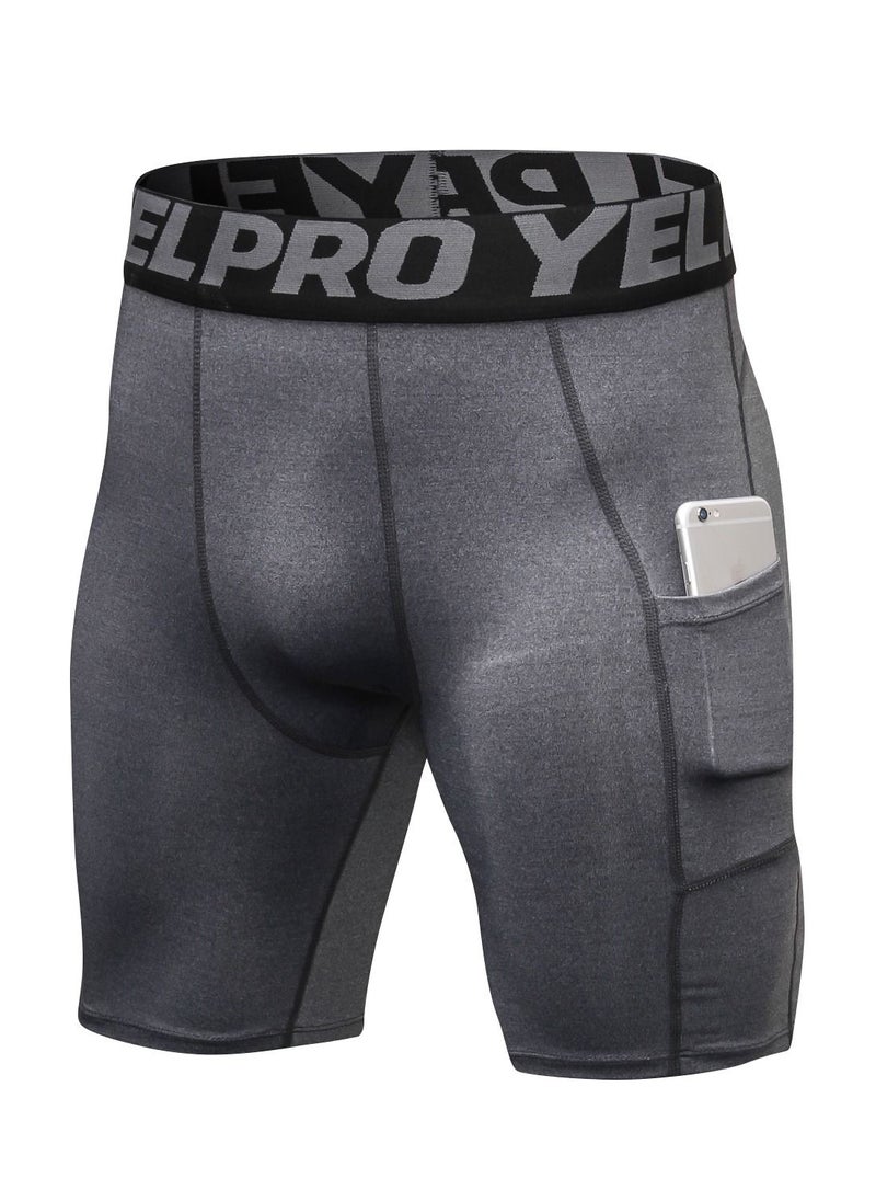 Loquat Men Quick Dry Breathable Elastic Shorts Grey  - Image 1