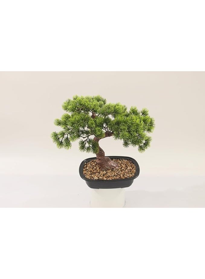 MARCOLO Artificial Bonsai Tree, Faux Pine, Green, in Black Pot with Decorative Gravel, Indoor Decor (40cm) - Image 4