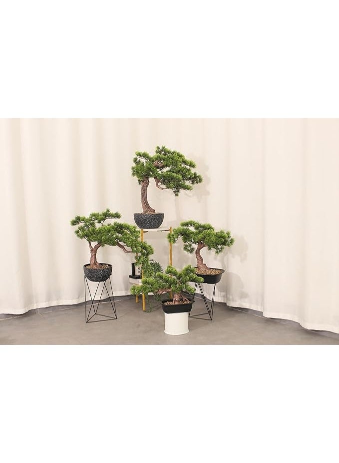 MARCOLO Artificial Bonsai Tree, Faux Pine, Green, in Black Pot with Decorative Gravel, Indoor Decor (40cm) - Image 3