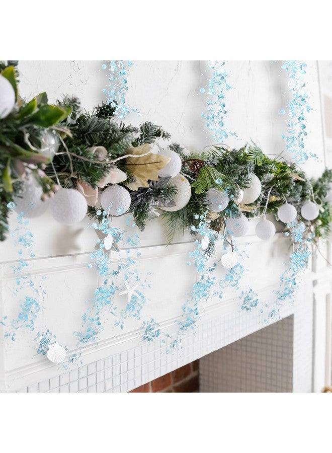Yinder Christmas 32.8 ft Shell Starfish Garland Ocean Themed Garland Coastal Beaded Beach Garland for Home Christmas Tree Curtains Mantle Fireplace Mantel Summer Wedding Party Supply (Light Blue) - Image 4