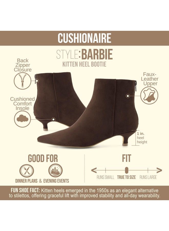 CUSHIONAIRE Women's Kitten Heel Bootie +Memory Foam, Wide Widths Available, Chocolate Microsuede 7 - Image 4