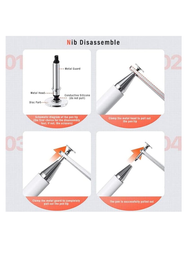 Stylus Pen for Touch Screens Samsung Apple Ipad Capacitive Pen With High Sensitivity and Magnetism Cover Cap With Fine Point Disc Tip Universal for Iphone Ipad and Other Touch Screens