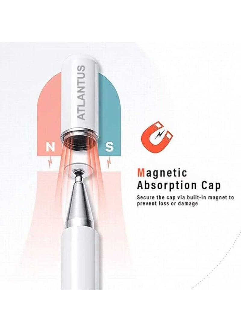 Stylus Pen for Touch Screens Samsung Apple Ipad Capacitive Pen With High Sensitivity and Magnetism Cover Cap With Fine Point Disc Tip Universal for Iphone Ipad and Other Touch Screens