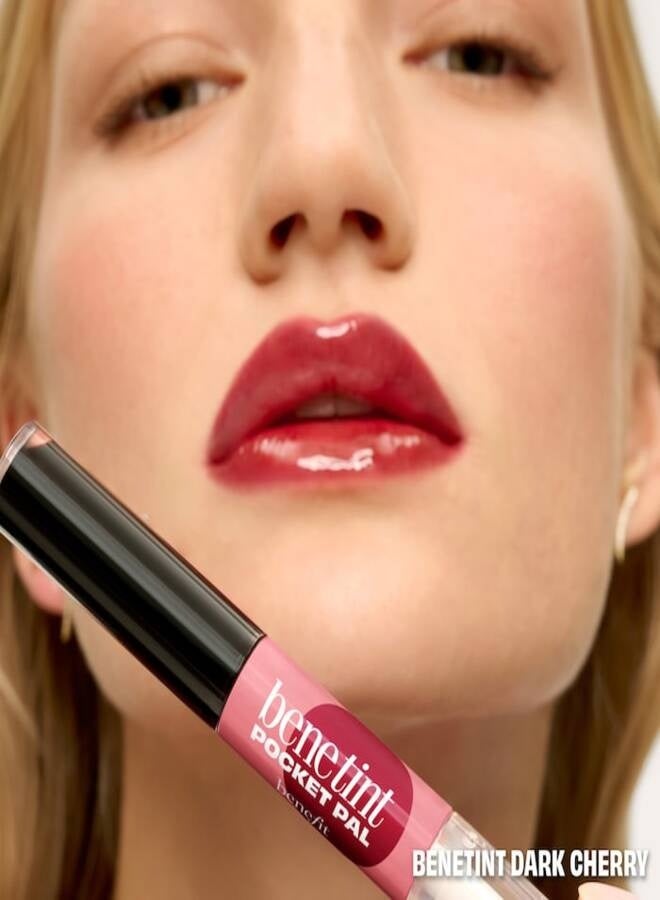 Benefit Benetint Pocket Pal Dual-Ended Longwear Lip Stain & Gloss Dark Cherry - Dark Cherry- Tinted Lip Stain & Clear Gloss, Long-Wearing 2-in-1 Formula, 2.6 mL - Image 2