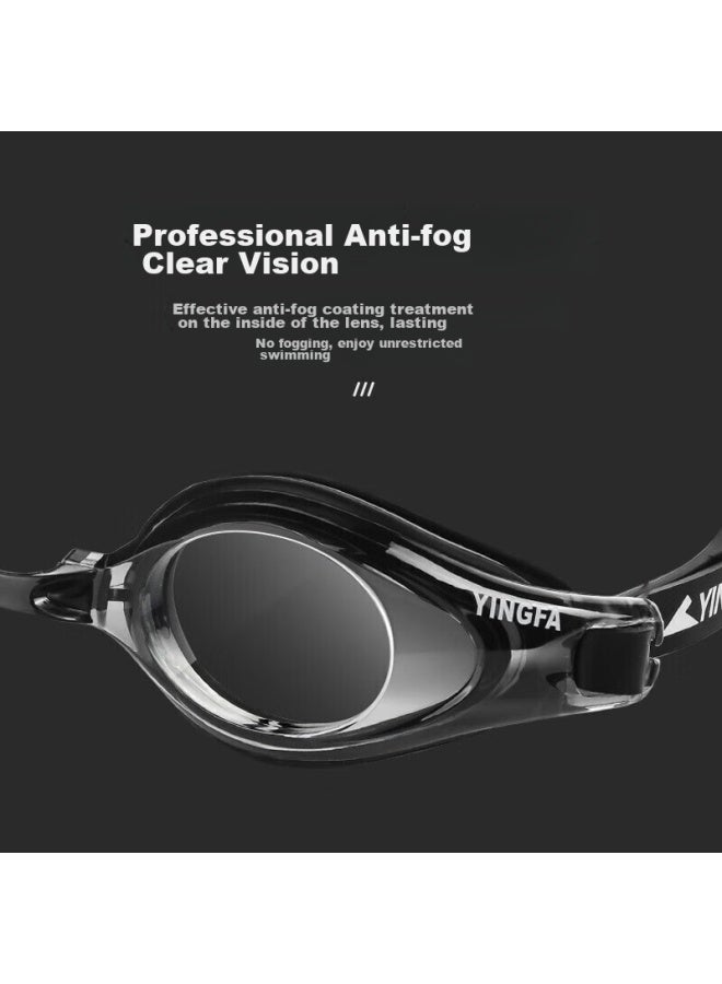 Yingfa Swimming Goggles, Anti-fog, Waterproof, High-definition, Large Frame, Non-binding, For Men And Women, Long Hair, Silicone Swim Cap, Swimming Goggles Set, Black - Image 4