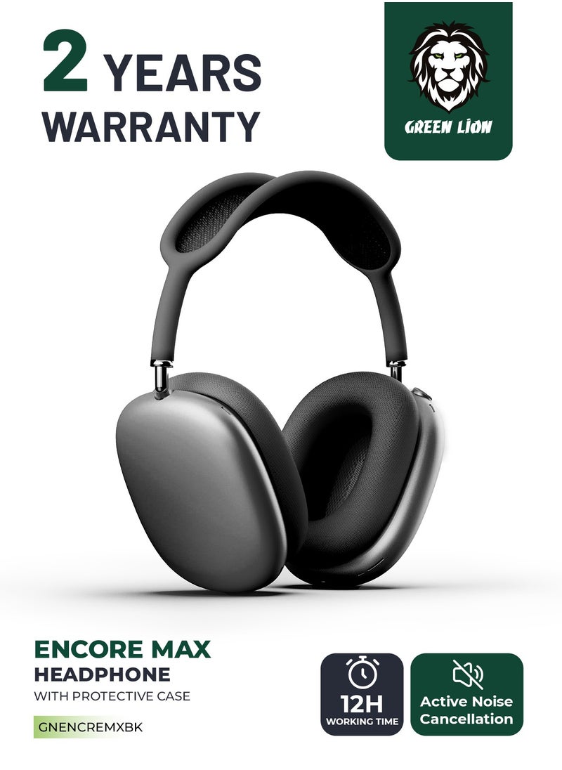 GREEN LION - Encore Max Headphone with ANC and Protective case / Active Noise Cancellation / 12H Playtime / Detachable Ear Cushion / 180H Standby Time / Auto Power On/Off - Black - Image 1