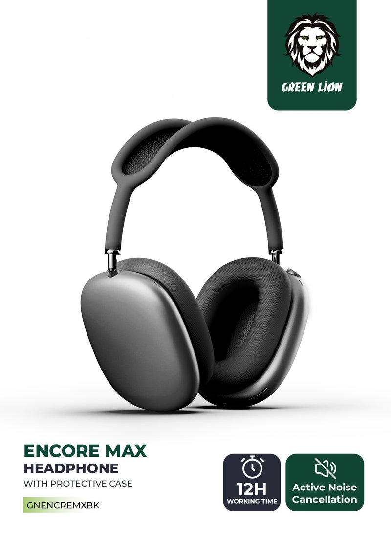 GREEN LION Encore Max Headphone with ANC and Protective case / Active Noise Cancellation / 12H Playtime / Detachable Ear Cushion / 180H Standby Time / Auto Power On/Off - Black - Image 1