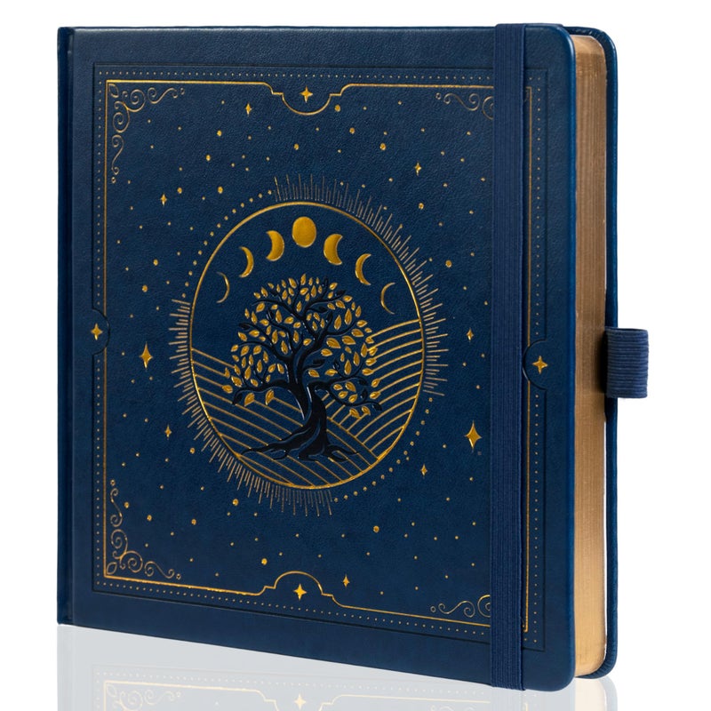 TIEFOSSI Tree of Life Journal, Square Dotted Journal for Women Men, Dot Aesthetic Notebook with 160 Numbered Pages, Hardcover Vegan Leather Journals with Bookmark, 160 GSM Thick Paper, 8 x 8 IN - Image 1