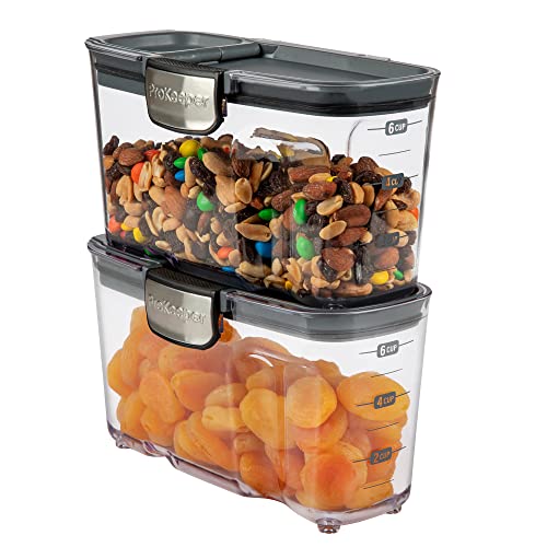Progressive International ProKeeper+ Clear Plastic Airtight Food Baker's Kitchen Storage Organization Container Canister Set with Magnetic Accessories, 2- Piece Set (Cereal 1.5-Quart) - Image 1
