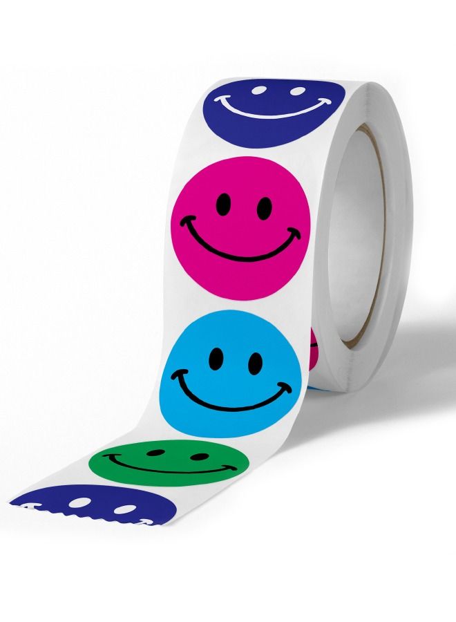 500-Piece Smile Face Stickers Roll, Reward Stickers for Teachers Kids, Happy Face Rewards Stickers Circle Dots Stick Labels, Water Bottles, School, Home Etc, Party Supplies Stickers Roll - Image 2