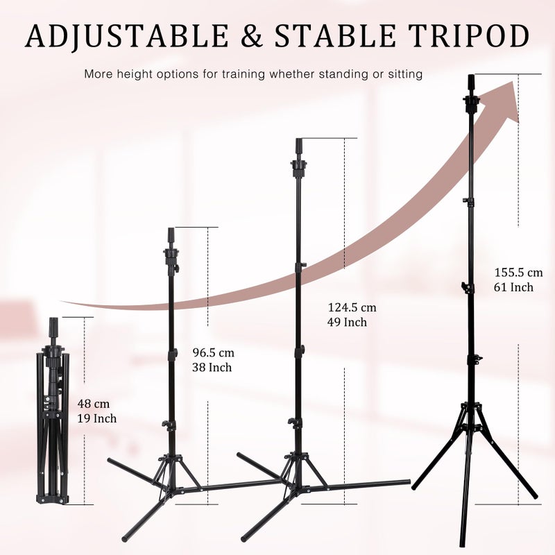 Demides 22'' Canvas Wig Head with 61'' Adjustable Tripod Stand, Mannequin Head Set for Styling, Display â€“ Includes Caps, Elastic Bands, Stand & Tool Kit for Beginners and Professionals - Image 4