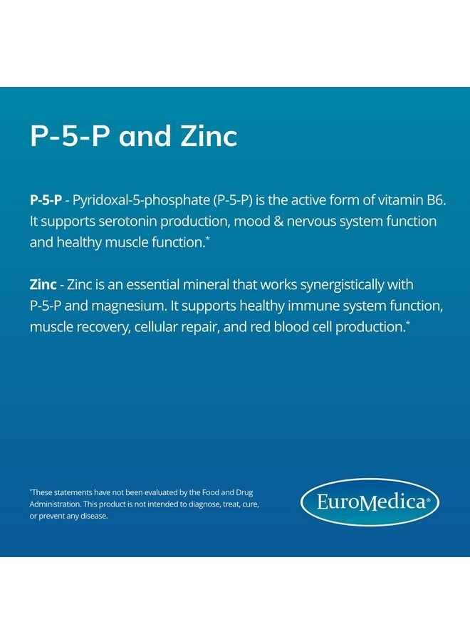 Euromedica - Magnesium + P5P 60 Capsules Bioactive Vitamin B6 With Magnesium & Zinc Heart Health Energy Metabolism Mood Nongmo Vegan Kosher 60 Servings - Image 1
