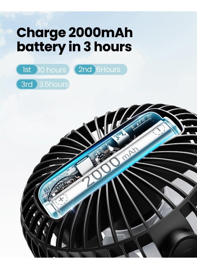 Gaiatop Mini Portable Stroller Fan, Battery Operated Small Clip on, Detachable 3 Speed Rechargeable, 360Â° Rotate Flexible Tripod Better Cooling for Car Seat Crib Treadmill Travel Black - Image 5