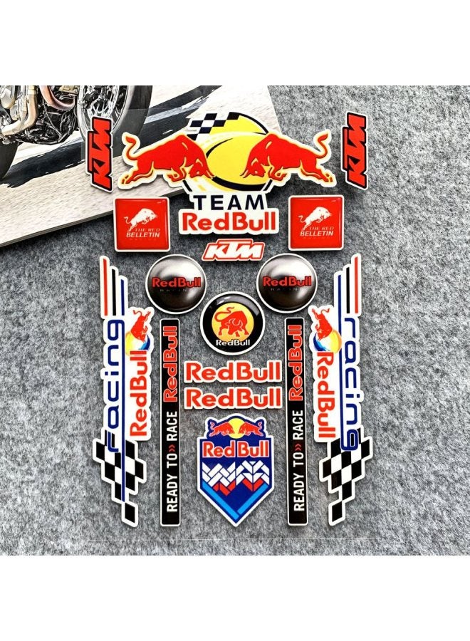 Motorcycle Reflective Sticker Helmet Decal Sponsor Electric Car Decal Creative Personality Scratch Sticker Waterproof Sun Protection-Color:E Type Reflective Red Bull-Size:Default Items  - Image 1