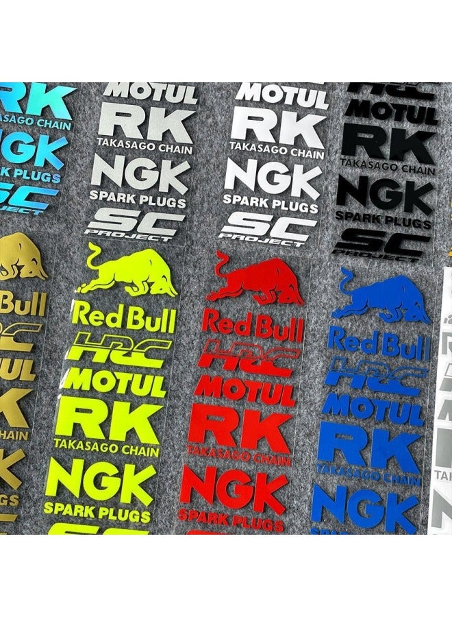 Motorcycle Reflective Sticker Helmet Decal Sponsor Electric Car Decal Creative Personality Scratch Sticker Waterproof Sun Protection-Color:E Type Reflective Red Bull-Size:Default Items  - Image 4