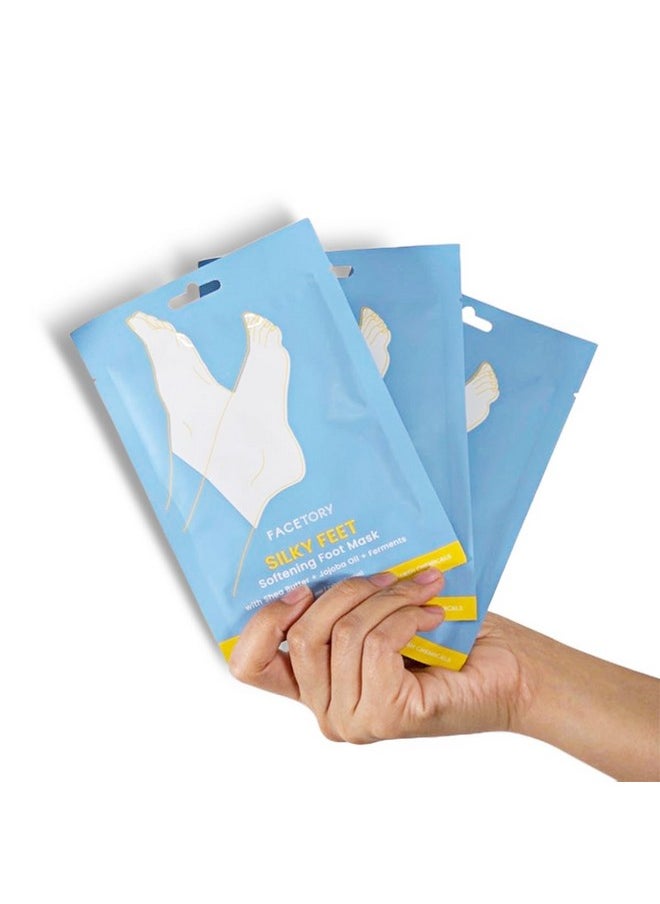 FACETORY Silky Feet Softening Foot Mask With Shea Butter Jojoba Oil And Ferments Exfoliating And Moisturizing Foot Care Mask For Dry And Cracked Feet Moisturelocking Socks 6 Booties  - Image 2