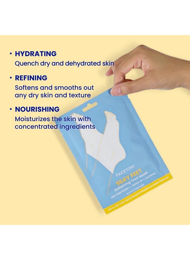 FACETORY Silky Feet Softening Foot Mask With Shea Butter Jojoba Oil And Ferments Exfoliating And Moisturizing Foot Care Mask For Dry And Cracked Feet Moisturelocking Socks 6 Booties  - Image 4