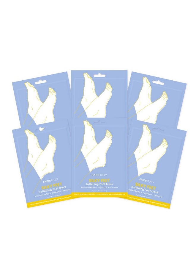FACETORY Silky Feet Softening Foot Mask With Shea Butter Jojoba Oil And Ferments Exfoliating And Moisturizing Foot Care Mask For Dry And Cracked Feet Moisturelocking Socks 6 Booties  - Image 1