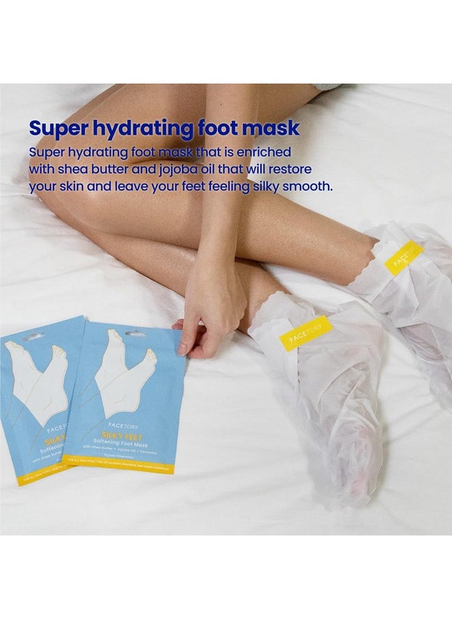 FACETORY Silky Feet Softening Foot Mask With Shea Butter Jojoba Oil And Ferments Exfoliating And Moisturizing Foot Care Mask For Dry And Cracked Feet Moisturelocking Socks 6 Booties  - Image 5
