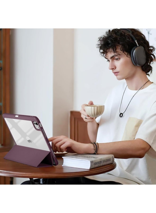 Case for  with Pen Holder, Shockproof Smart Case Cover with Transparent Back Shell Protective Case For iPad Pro 11 inch M4 2024 (Wine Red) - Image 2