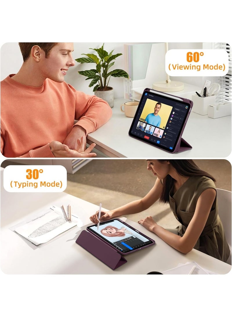 Case for  with Pen Holder, Shockproof Smart Case Cover with Transparent Back Shell Protective Case For iPad Pro 11 inch M4 2024 (Wine Red) - Image 5