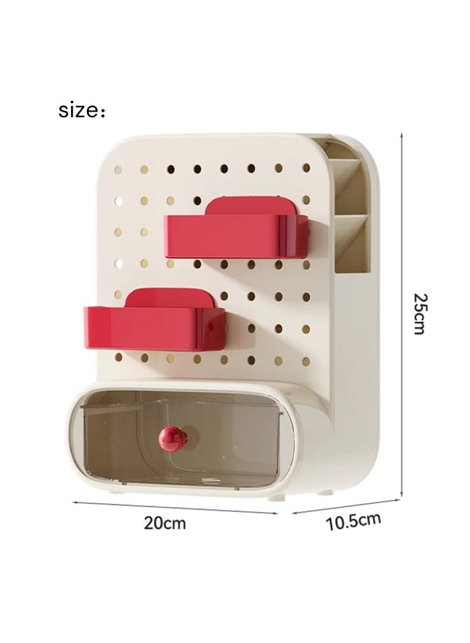 Generic Home Organization Storage Box,Desk Organizer,Plastic Hole Board Storage Box,Large Capacity Simple Drawer Type Storage Box,Vertical Pegboard Desk Organizer For Home(White)  - Image 2