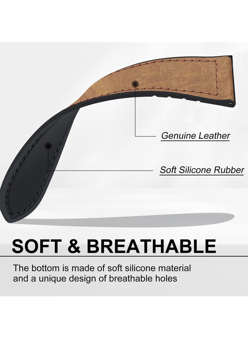 20mm Leather Strap Compatible with Galaxy Watch 7/6/6 Classic/5/5 Pro/4/4 Classic/3/Gear S2, Replacement Strap for HUAWEI Watch 2/ GT2 42mm/GT3 42mm,Brown - Image 3