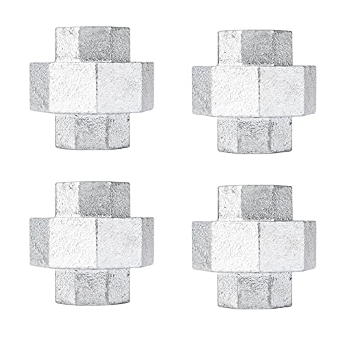 PIPE DECOR PIPE DÉCOR 3/4 in. Authentic Galvanized Malleable Iron Union, 4 Pack, for DIY Pipe Furniture Building and Regular Plumbing Applications - Image 1