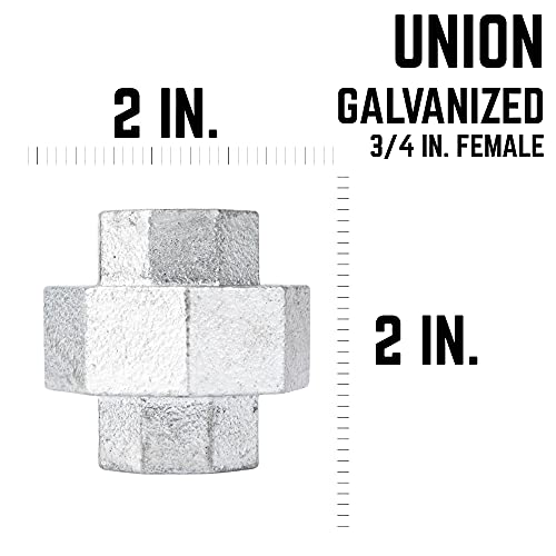 PIPE DECOR PIPE DÉCOR 3/4 in. Authentic Galvanized Malleable Iron Union, 4 Pack, for DIY Pipe Furniture Building and Regular Plumbing Applications - Image 2
