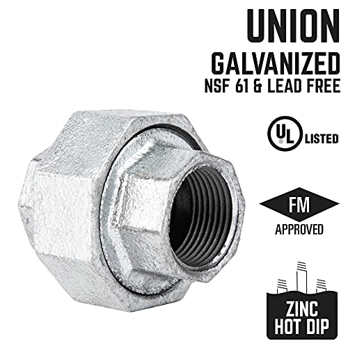 PIPE DECOR PIPE DÉCOR 3/4 in. Authentic Galvanized Malleable Iron Union, 4 Pack, for DIY Pipe Furniture Building and Regular Plumbing Applications - Image 3