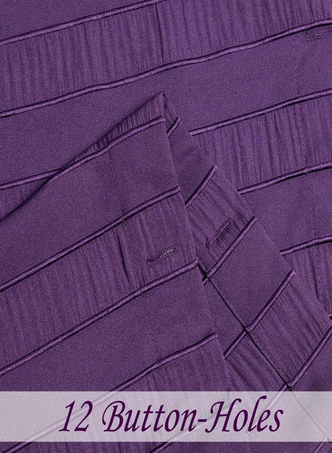 Central Park Purple Shower Curtains Gathered Stripe Seersucker Puckered Ruffle Decorative Pattern for Modern Elegant Bathroom Spa Hotel with Buttonholes 70"x72", Not Waterproof，Aubergine - Image 3