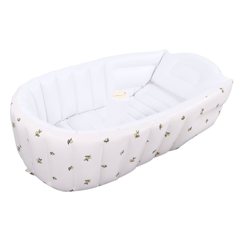Baby Inflatable Bathtub Home Cute Exquisite Pattern Travel Portable Infant Foldable Bath TubOlive Pattern - Image 3