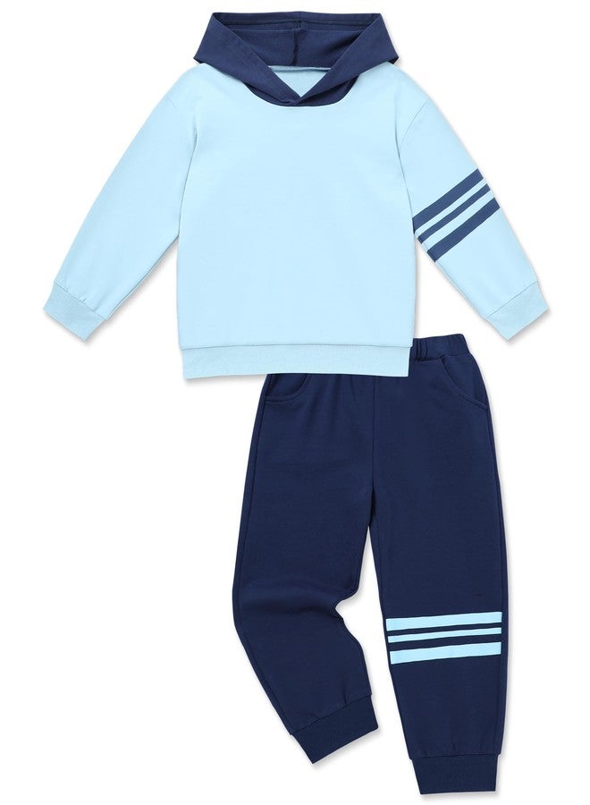 Perdeca Toddler Boy Outfits 3T 4T Color Blocking Hooded Sweatshirts Pants Set Fall Winter Boy Toddler Clothes - Image 1