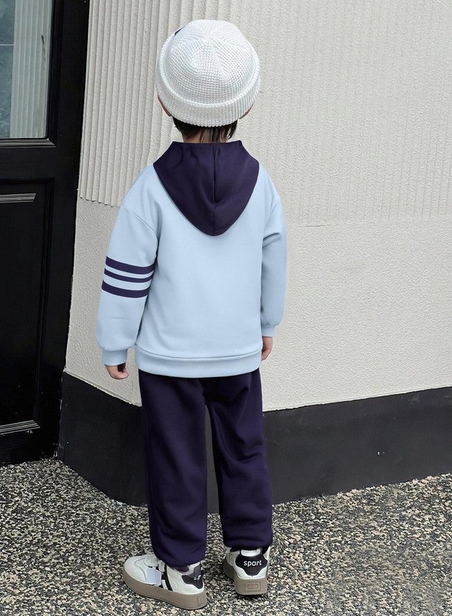 Perdeca Toddler Boy Outfits 3T 4T Color Blocking Hooded Sweatshirts Pants Set Fall Winter Boy Toddler Clothes - Image 3