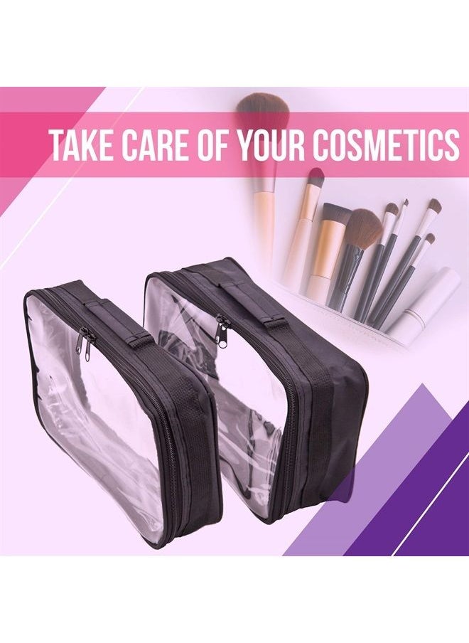 Ver Beauty Soft Sided Professional Nylon Cosmetic Organizer for Makeup Artist Tools, With 4 Clear Waterproof Pouches, Black Nylon  - Image 2