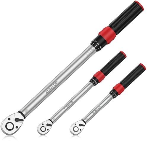 XUNTOP Torque Wrench 14 38 12 inch 3 PCS Drive Click Torque Wrench for 40220 inlb 545ftlb 15155ftlb 72 Tooth Dual Direction Adjustable Ratchet Wrench for BicycleMotoCar Maintenance - Image 1