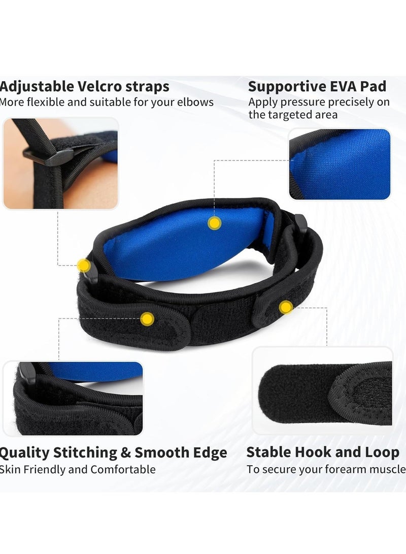 دوركو حزام دعم الكوع مع وسادة الضغط و حزام الكوع لف ، تخفيف الألم طويل الأمد  فرقة الكوع الصديقة للجلد (أسود وأزرق) - Image 3