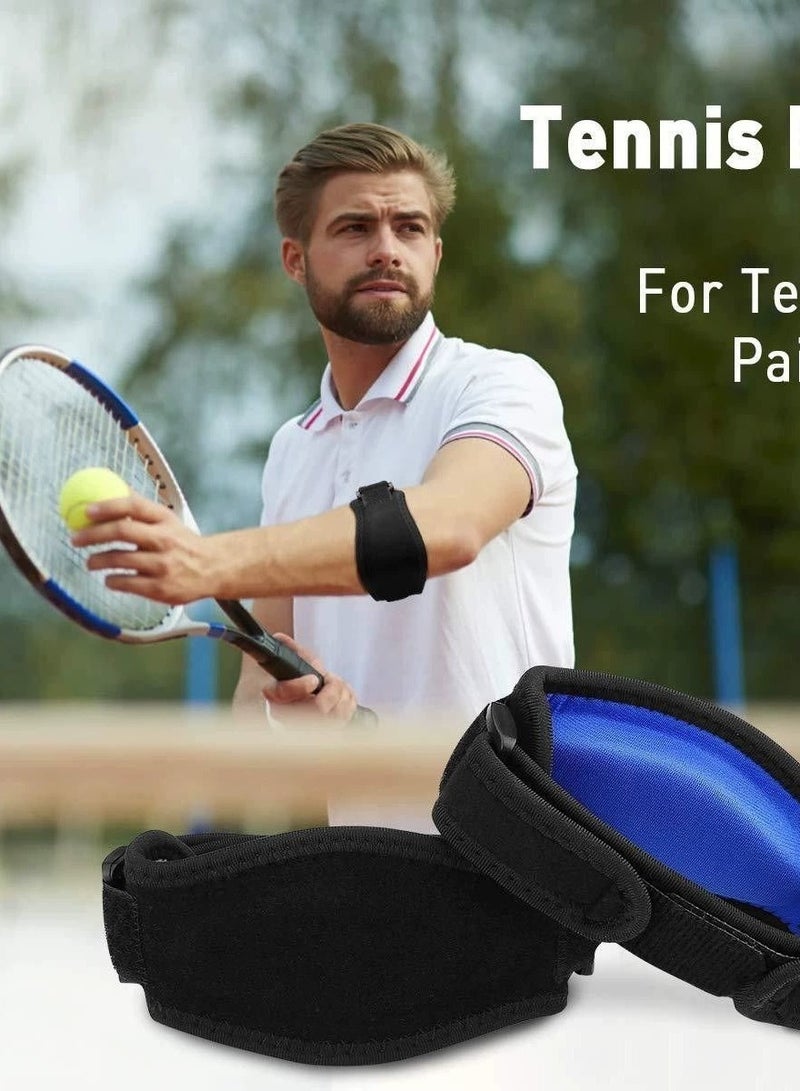 دوركو حزام دعم الكوع مع وسادة الضغط و حزام الكوع لف ، تخفيف الألم طويل الأمد  فرقة الكوع الصديقة للجلد (أسود وأزرق) - Image 5