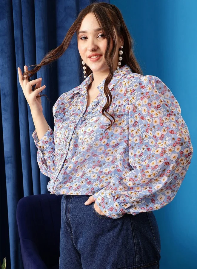 CURVY STREET Floral Printed Shirt for Women