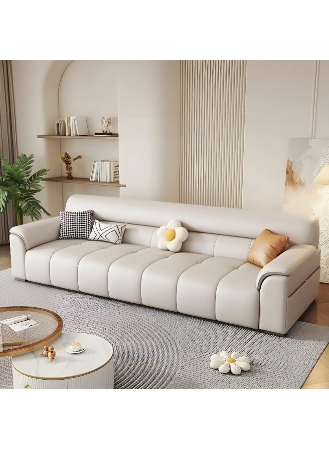 Comfynest Comfynest Contemporary Faux Leather Sofa In White With Pillow Top Arm  - Image 1
