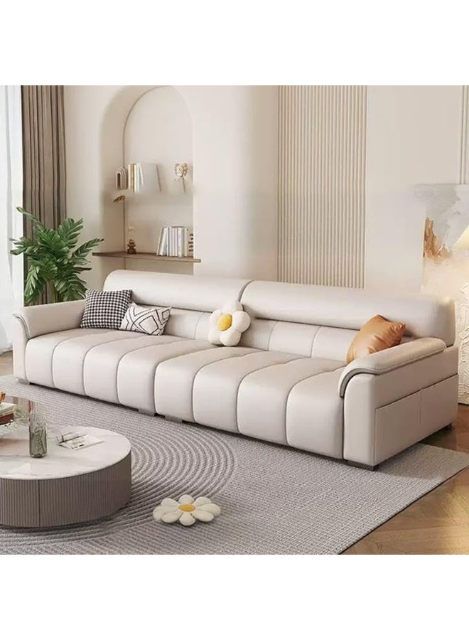 Comfynest Comfynest Contemporary Faux Leather Sofa In White With Pillow Top Arm  - Image 4