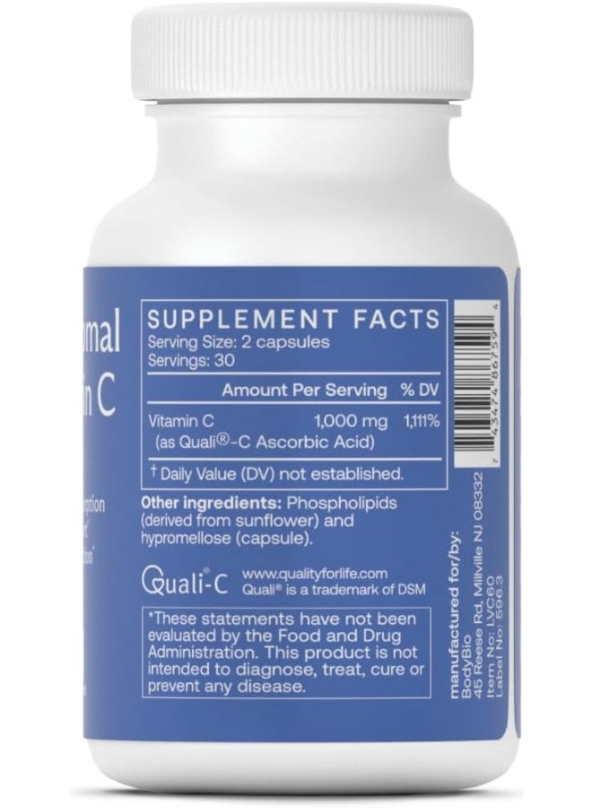 بودي بايو كبسولات فيتامين سي ليبوسومال من بودي بيو، 60 كبسولة - Image 2