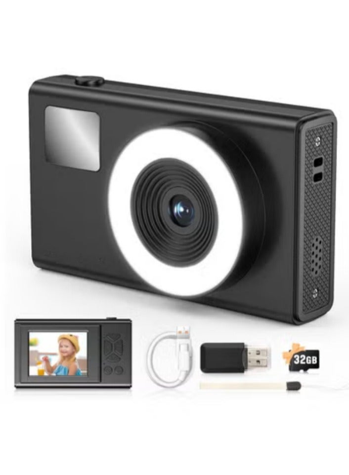 Digital Camera for Kids Fill Light, 1080P FHD Camera, Vintage Camera, Retro Digital Camera CCD for Teens Boys Girls Seniors Student Children, 32GB SD Card,16X Zoom - Image 2