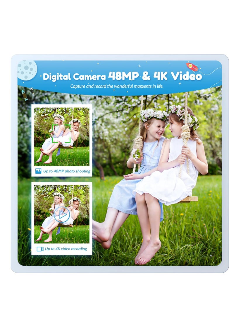 Digital Camera for Kids Fill Light, 1080P FHD Camera, Vintage Camera, Retro Digital Camera CCD for Teens Boys Girls Seniors Student Children, 32GB SD Card,16X Zoom - Image 3